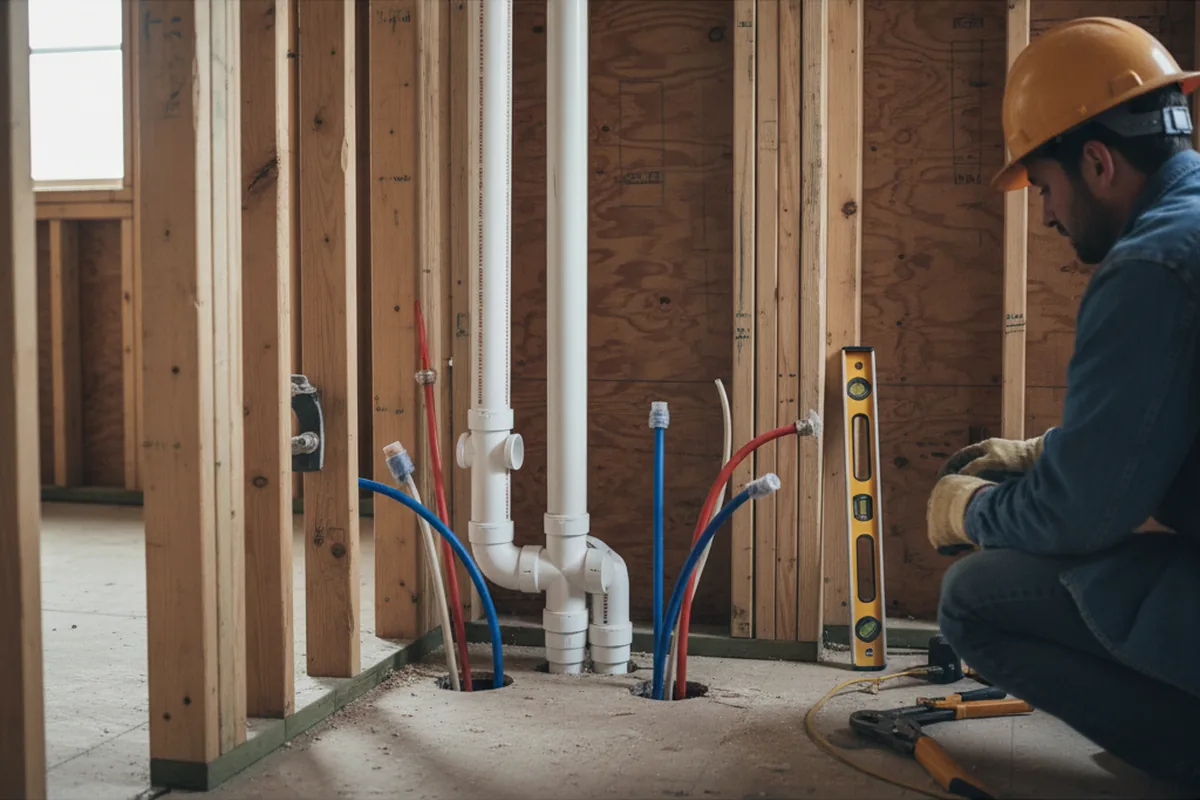 Drain and supply rough-in during Garbage Disposal Repair in Gipsy