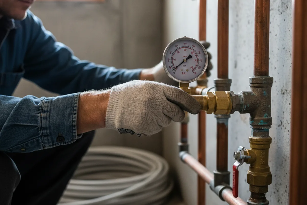 Pressure testing a repaired line during Water Line Repair in Gipsy